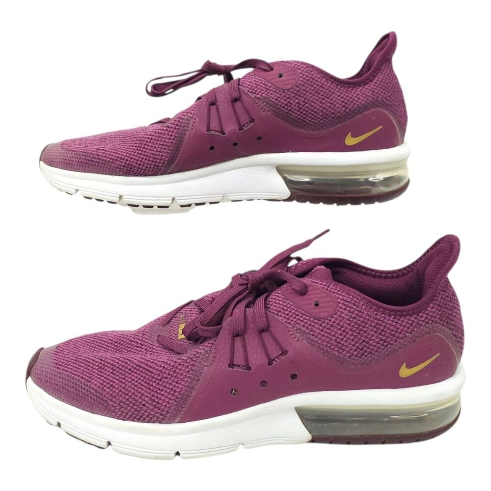 Nike Air Max Sequent 3 GS Big Kids US 7Y EU 40 922885-600 Bordeaux Metallic Gold